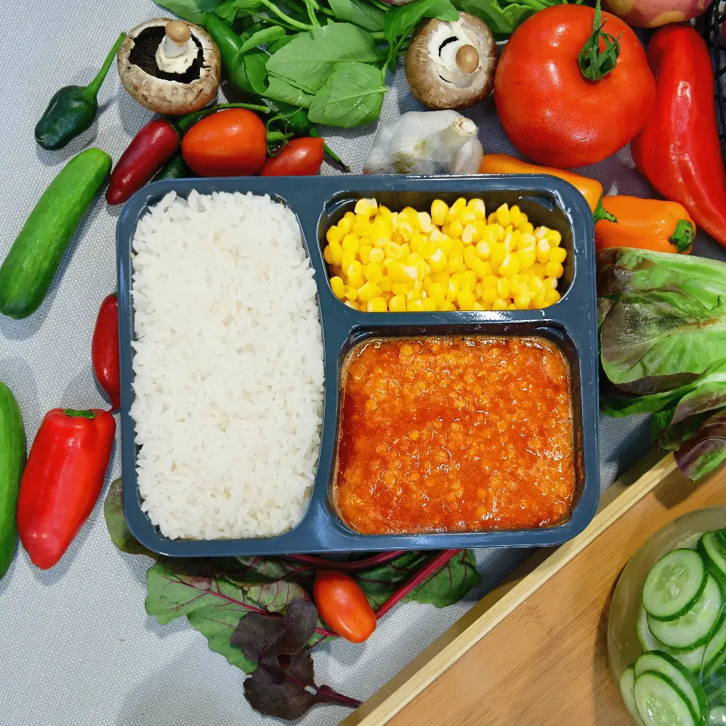 בולונז עדשים כתומות, אורז ותירס