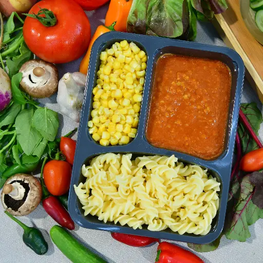 [KK011] פסטה פוזילי ברוטב בולונז וגרעיני תירס